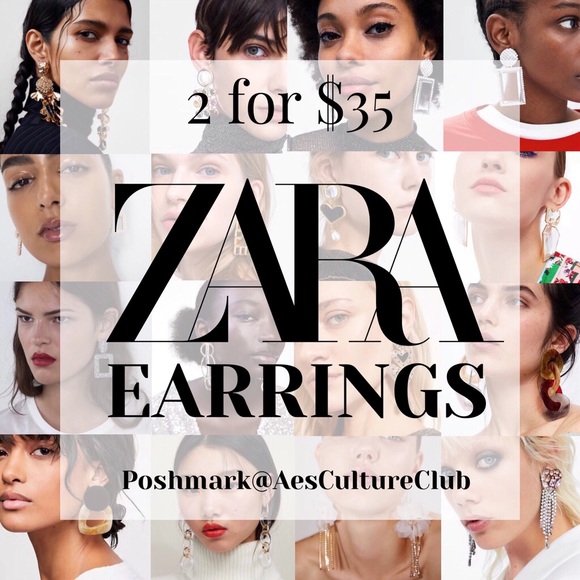 2/$35 🖤 ZARA Gold Square Rhinestone Drop Earrings - Picture 3 of 3